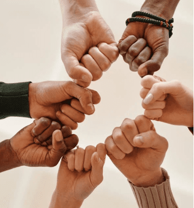 fists in a circle