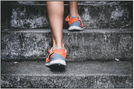walking up steps
