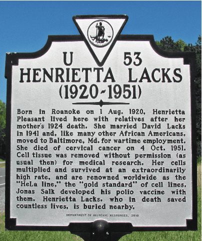 henrietta lacks plack