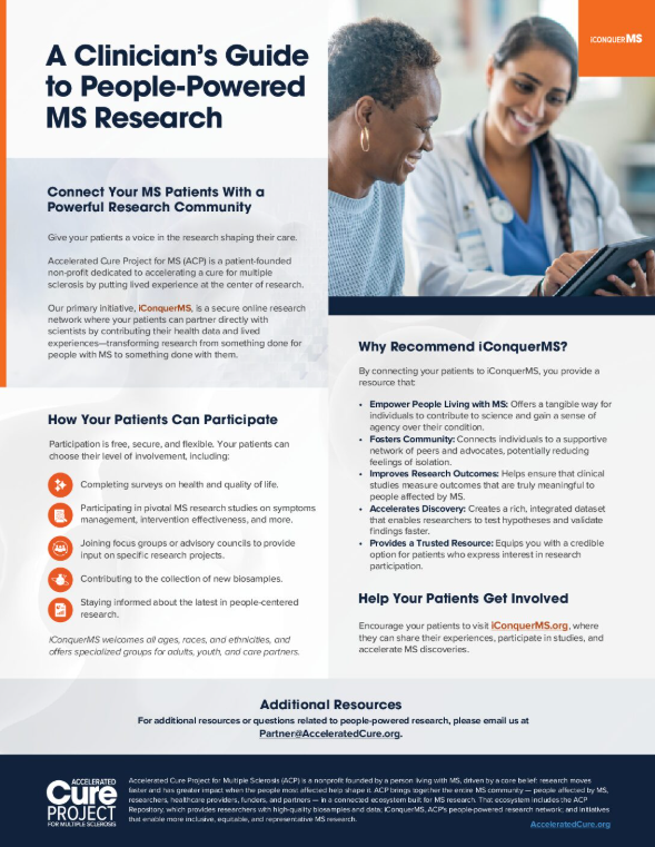 Cover of ACP Fact Sheet: A Clinician's Guide to MS Research