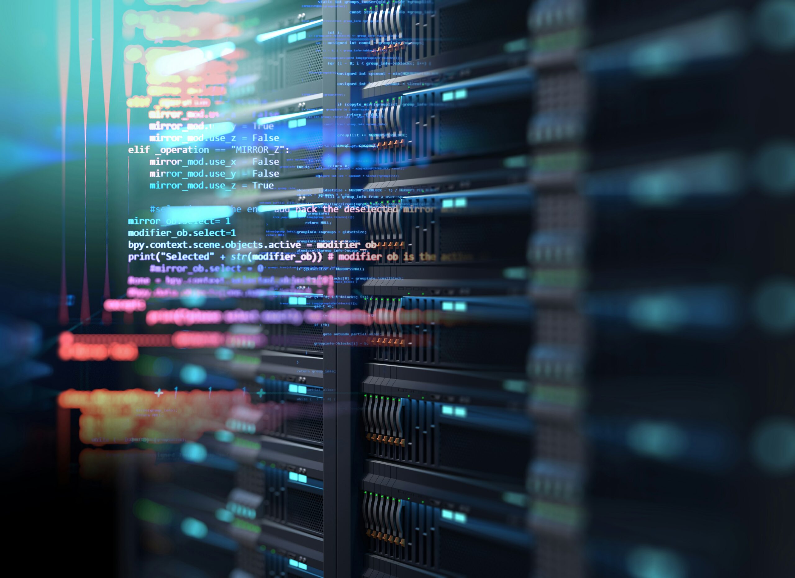 futuristic image o blurred data and color blocks