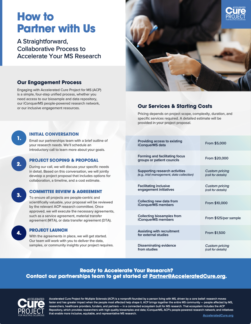 Cover of the "How to partner with ACP" flyer